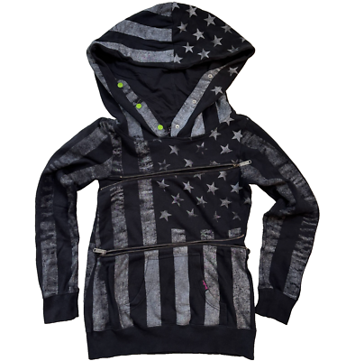 希少！Abbey Dawn 星柄スカル パーカー M Y2K Rare] Avril Lavigne Abbey DAWN zip-up hoodie M size Black × Silver