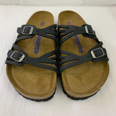 Birkenstock New w/ Box Granada Black Oiled Leather Soft Footbed Nar Select Size