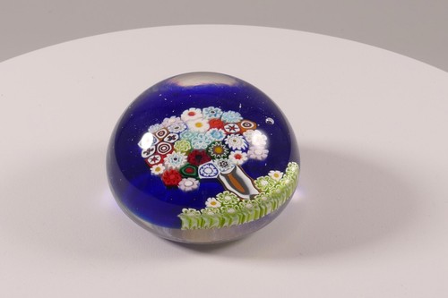 Paperweight Briefbeschwerer Italy Murano Millefioriglas Baum blau grün bunt 3 Fi - Bild 4 von 6