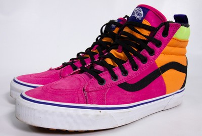 pink blue and orange vans