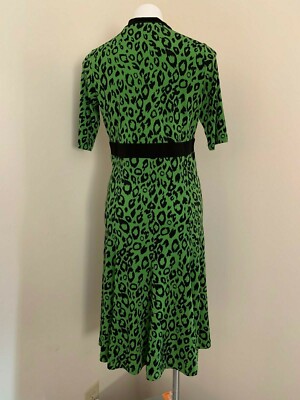 Simonton Says Great Womens Dress Green Black Animal Leopard Print XS | eBay