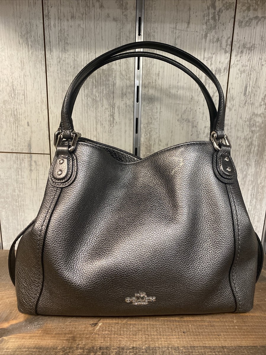 COACH 87400 EDIE SHOULDER BAG 28 IN METALLIC PEBBLE LEATHER COACH 87400 EDIE SHOULDER BAG 28 IN METALLIC PEBBLE LEATHER