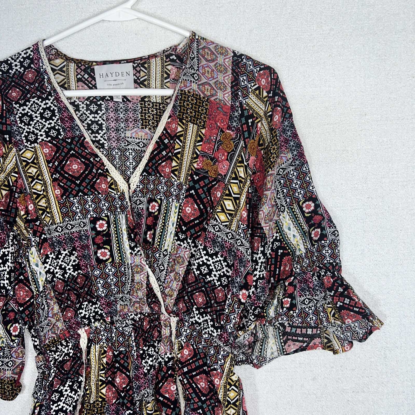 Hayden LA Patchwork Pattern Romper Womens Medium … - image 3