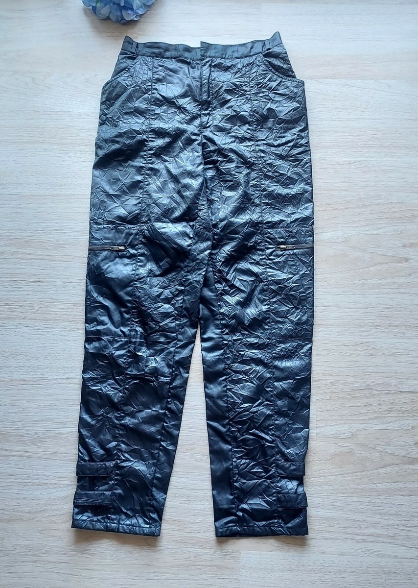CASO MILANO Cargo Utility Crinkle Pants Zip Lined Black Men 5/6 (Waist 30")