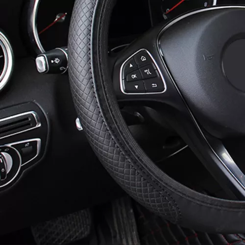 Car Leather Steering Wheel Cover Good Grip Car Accessories For 15"/37-38CM Black - Bild 6 von 9
