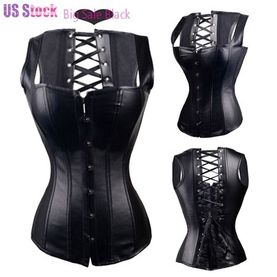 Women's Punk Style Boned Overbust Corset - Waist Training Bustier Top With Lace Up Back 10 thumbnail image