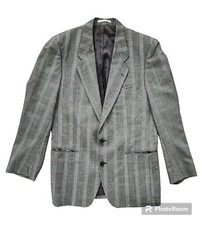 Yves Saint Laurent Mens Sports Jacket Gray 2 Button Lined Wool Blazer France