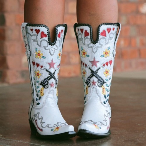 40-44 Womens Mid-Calf Embroidery Cowboy Boot Ethnic Pointy Toe Pull-on Boot - Imagen 2 de 15