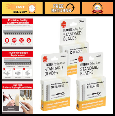 Professional Hair Cutting Blades - Feather Styling Razor Refill Pack 30 Ct - Sta