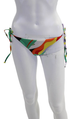Mara Hoffman Womens Side Tie Motif Wavy Bikini Bottoms Multicolored Size Medium