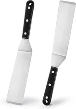 2Pcs Long Narrow Metal Spatula Set, Stainless Steel Turner Flipper for Flat Top 