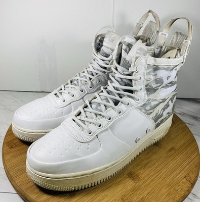 Nike SF Air Force 1 Mid White Winter Camo Shoes Men's Size 8.5 - AA1129 100 VF