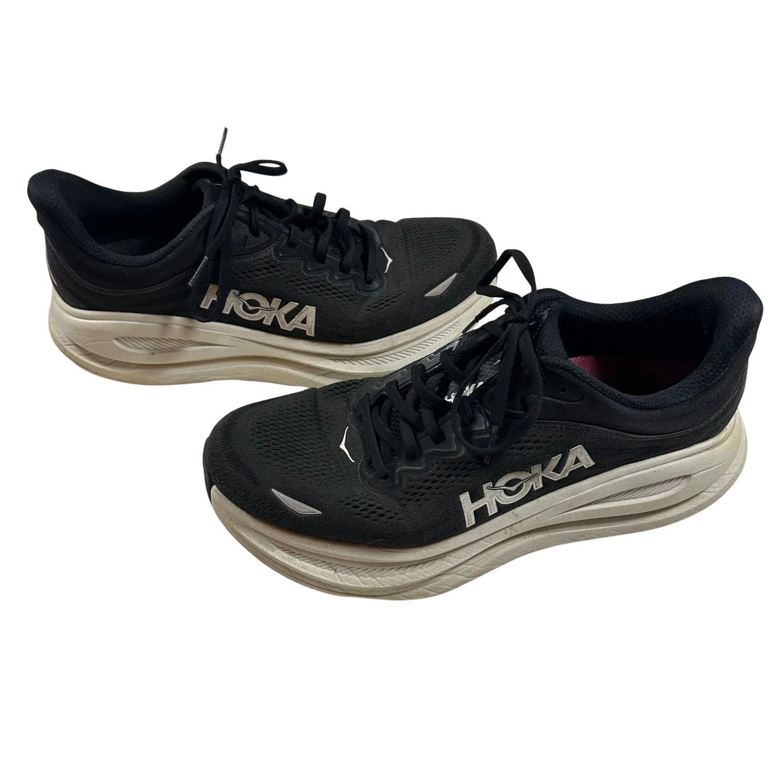 Hoka One One Bondi 9 Wide Mens 11 Black White Cushioned Running Shoes