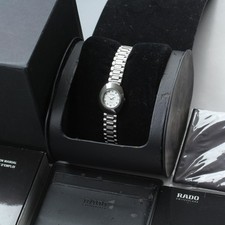 Near MINT RADO Diastar 963.0558.3 White Quartz 21mm Ladies Watch Full Set w/ Box