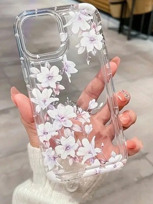 Handyhülle Blumenmuster transparent Kissen passend für iPhone 16, 11