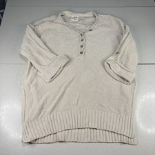 We The Free Women  s Oversized Knit Henley Sweater - Size Medium - Creamy White
