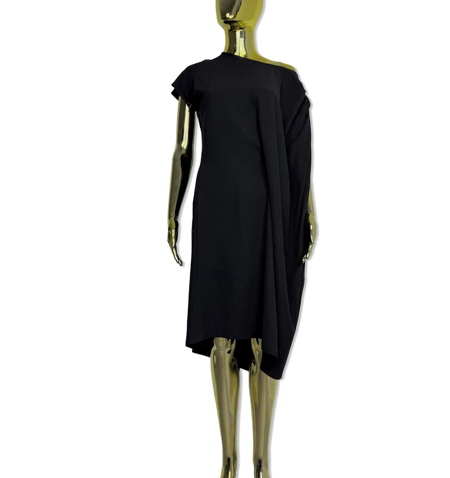 Jean Paul Gaultier Draped Toga Dress Black Asymmetric Size 42 - Image 2 of 4