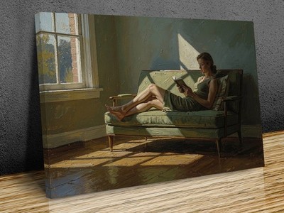Quiet Afternoon Reading Art - Sunlight and Shadows Woman Portrait