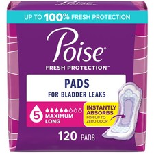 Poise Incontinence Pads  Postpartum Pads, 5 Drop Long, White