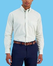 Club Room Men's Regular-Fit Gingham Cotton Dress Shirt Yellow Blue New pick size