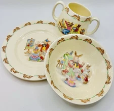 Vintage Royal Doulton England Bunnykins Child's Dish Set Plate Bowl Cup