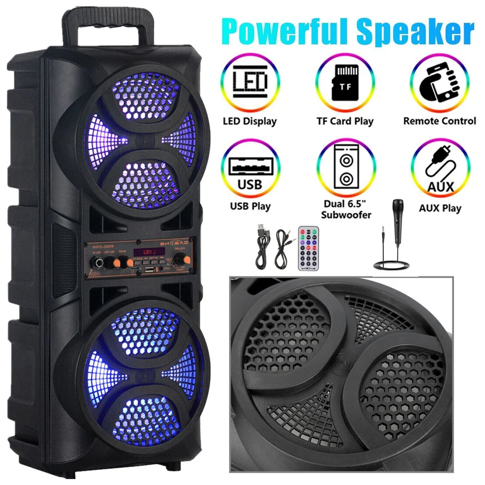 3000W Portable Bluetooth Speaker with 6.5 Inch Subwoofer for Heavy Bass
