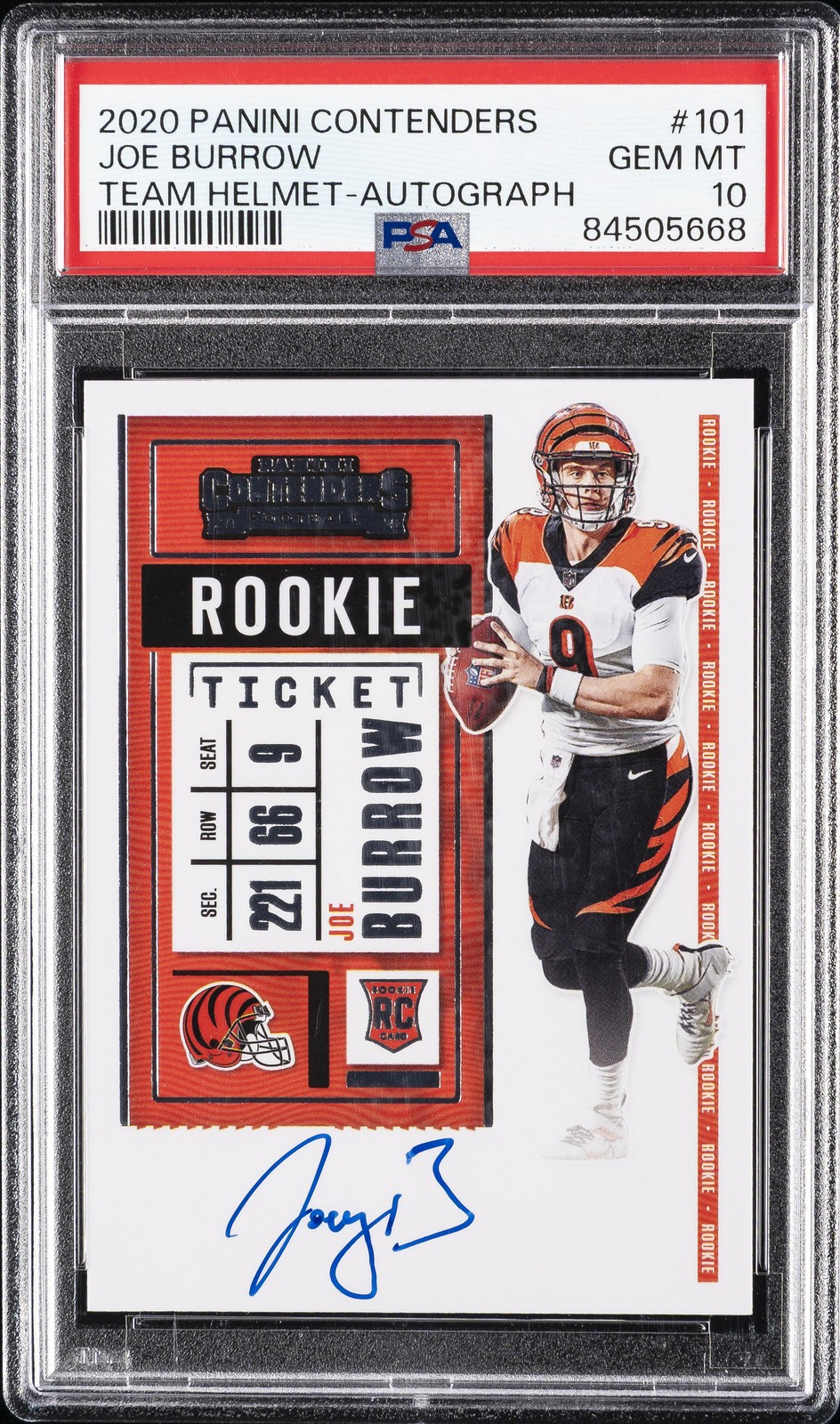 2020 CONTENDERS VARIATION-AUTO #101 JOE BURROW ROOKIE RC PSA 10