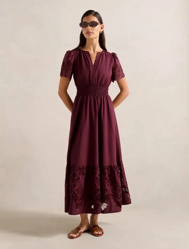 Forever New Eleanor Cutwork Midi Dress Sz 12 Current Season Style Bnwt Rrp $199
