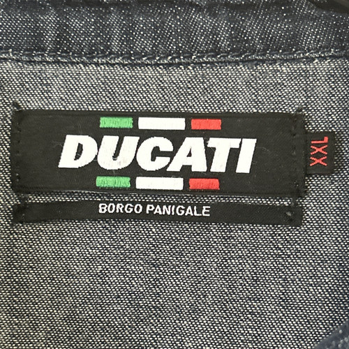 Ducati Washed Denim Slim Button Down Casual Shirt Metal Chest Emblem Men's 2XL - Picture 4 of 13