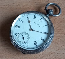 A.W.Co. American Watch Company Waltham Mass. Solid Silver Pocket Watch 1875