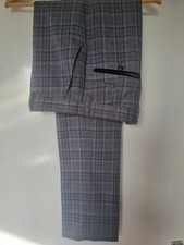 MARC DARCY Enzo Check Tweed Trousers Blue Grey - Size 28R