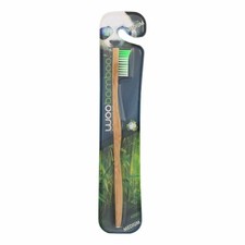 WooBamboo Medium Adult Bristle Toothbrushes Biodegradable Wooden Handle 6 Count
