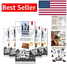 Gourmet Swiss Milk Chocolate -  3oz Bars, Sustainably Sourced (Pack of 5)