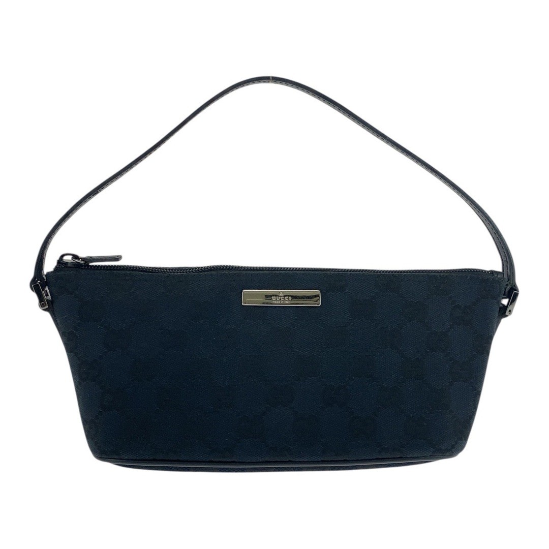 Gucci Black GG Canvas Leather Handbag Silver Hardware Used 039 1103 thumbnail 2