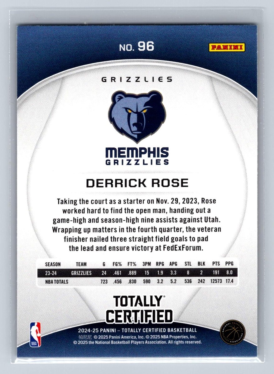 Derrick Rose 2024-25 Panini Totally Certified Mirror Maroon