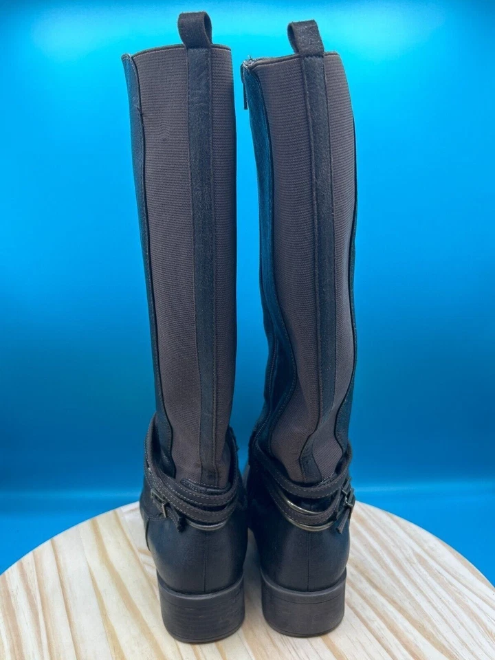 White Mountain Knee High Riding Boot Women's Sz 8.5W Brown Leather Side Zip - Image 3 of 4