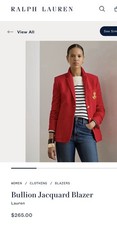 $265 Ralph Lauren Bullion Jacquard Blazer Large Red Crest 