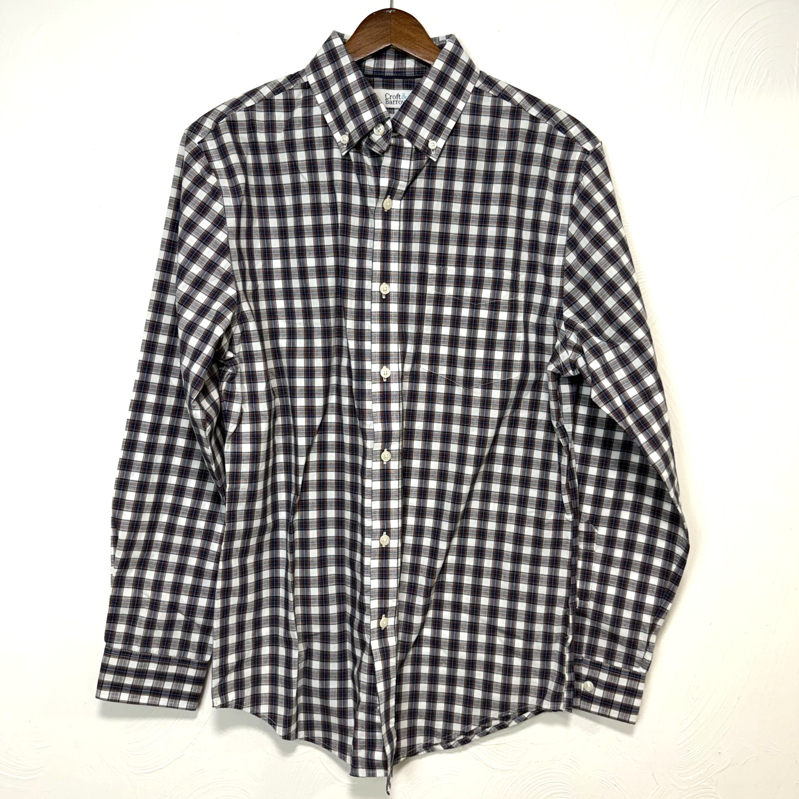 Croft & Barrow Men's Black Easy Care Long Sleeve Plaid Button Down Shirt Small