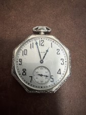 Art Deco 1932 Elgin Grade 315 Model 3 Pocket Watch 15 Jewels Octagon Case