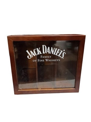 Jack Daniels Family of Fine Whiskeys Wood Wooden 3 Bottle Display Case Box 12''