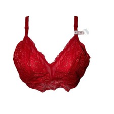 Victoria's Secret Posey Lace Curvy Bralette Size XL Red Wireless Unlined New