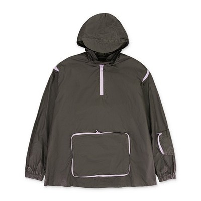 NWT FUNG LAN AND CO. HALF ZIP ANORAK OLIVE/LAVENDER HOODIE SIZE XS $195