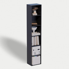 6-Tier Wooden Book Shelf, Open Cube Storage for Living Room  Office Black 