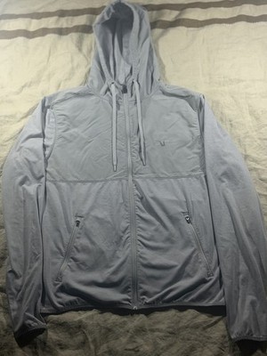 Vuori Sunday Element Track Jacket Mens Medium Gray Platinum Heather Full Zip EUC