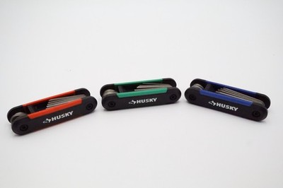 Husky Folding Hex Key Set SAE Metric Torx Allen Wrench Multi Tool 3 Piece Lot