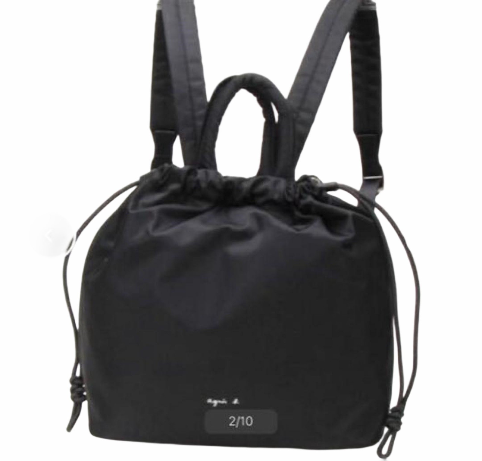 agnes b. nylon drawstring backpack black WAS13-03… - image 1