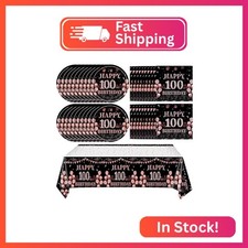 41Pcs 100th Birthday Decorations for Women, Vintage 100 Birthday Black and Rose