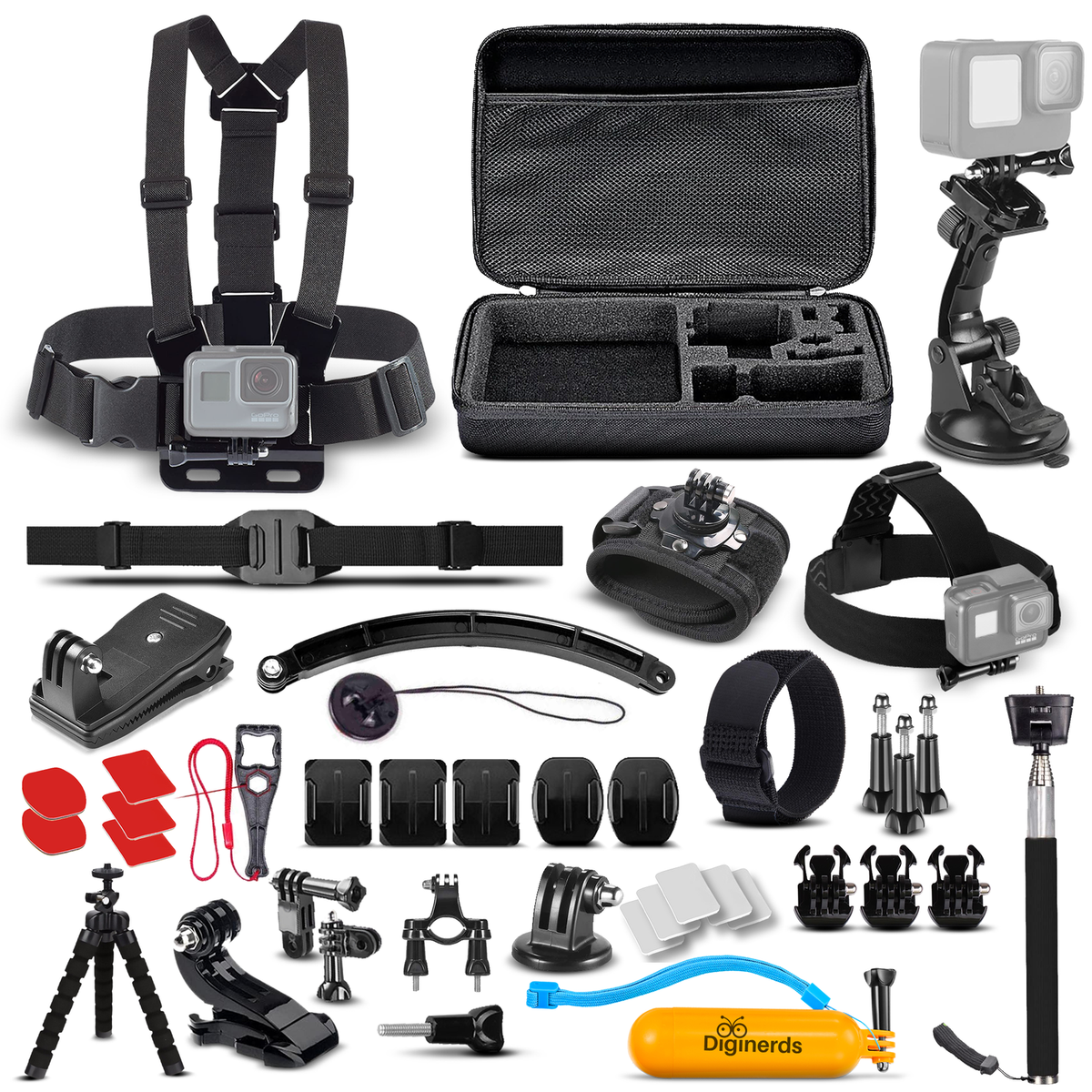 DiGiNerds 50 in Action Camera Accessory Kit Compatible with