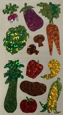 PRISMATIC VEGETABLES Sticker(12pc)Hambly…Carrot…Eggplant…Corn…Pepper…Card Making