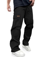 Men's Casual Cargo Pants Drawstring Hiking Workout Tactical Joggers Sweatpant...